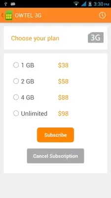 OWTEL 3G android App screenshot 2